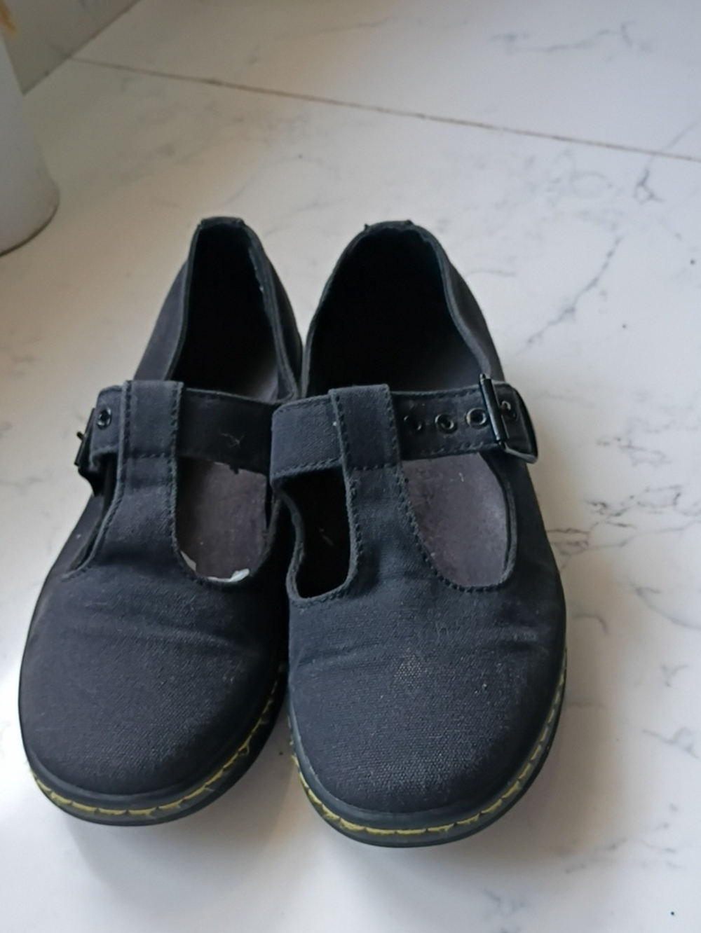 Dr. Martens Women's Black Mary Jane Canvas Shoes with Buckle